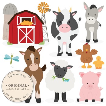 Preview of Premium Farm Animals Clip Art & Vectors - Farm Animals Clipart, Barn Yard