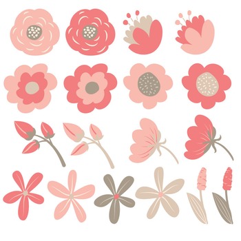 pink vintage flowers clipart