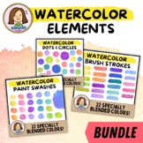 Premium Watercolor Elements Clipart Featuring Paint Blobs 