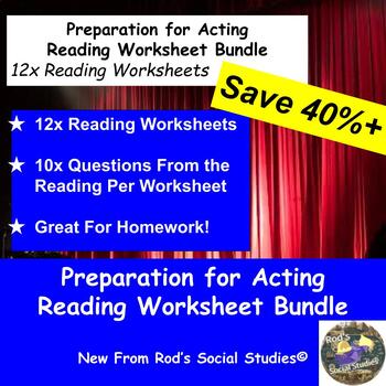 Preview of Preparation for Acting Chapter Reading Worksheet Bundle **Editable**