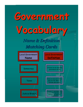 Preview of Government Vocabulary Matching Cards