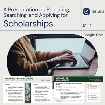 Preview of Preparing, Searching, and Applying for Scholarships: A Presentation + Handout