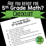 Preparing for 5th Grade Math Checklist
