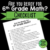 Preparing for 6th Grade Math Checklist