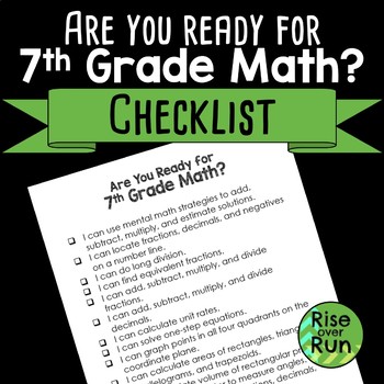 Preview of Preparing for 7th Grade Math Checklist