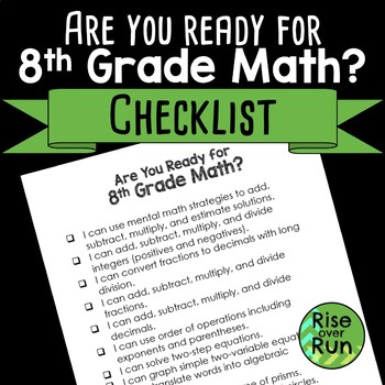 Preview of Preparing for 8th Grade Math Checklist