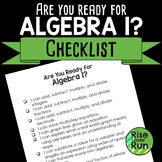 Preparing for Algebra 1 Checklist