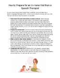 Preparing for In-Home Speech Therapy (Parent Handout)