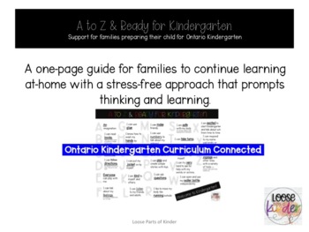 Preview of Preparing for Kindergarten Checklist - Ontario Kindergarten Program