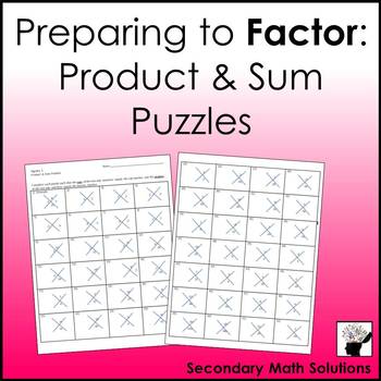 Preview of Factoring Trinomials Prep (Product & Sum Puzzles)