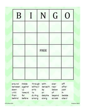 Preposition Game - BINGO {Differentiated} by The Differentiation Shop