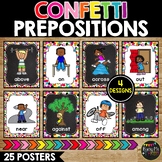 Preposition Posters and Signs CONFETTI and Chalkboard Clas