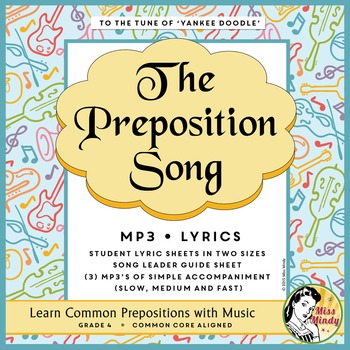 Preview of Preposition Song MP3 & Lyrics - Learn Grammar Parts of Speech with Music