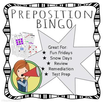 Preview of Preposition / Subordinating Conjunction Digital Bingo Grammar Game