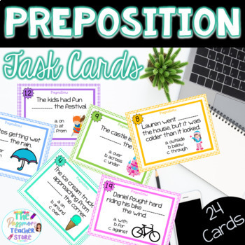 Preview of Preposition Task Cards Activity | Prepositional Phrases ELA Center