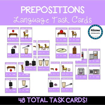 Preview of Preposition Task Cards (sped/autism)