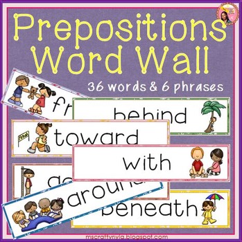 Preview of Prepositions Word Wall - Illustrated
