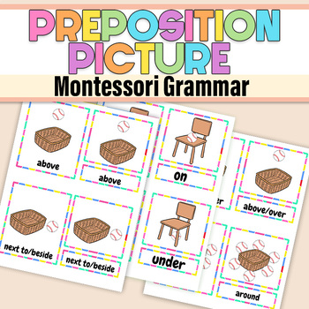 Preview of Preposition of Place 3-part cards| Montessori Language Arts | Montessori Grammar