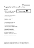 Prepositional Phrases Worksheet | Teachers Pay Teachers