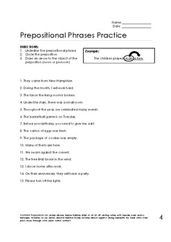 Prepositional Phrase Worksheets Bundle by Heather Nicholson | TpT