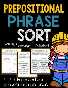 Preview of Prepositional Phrases L.4.1.E Worksheets Distance Learning