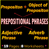 Prepositional Phrases | Adjective & Adverb Phrases | ELA Worksheets | Gr 7-8