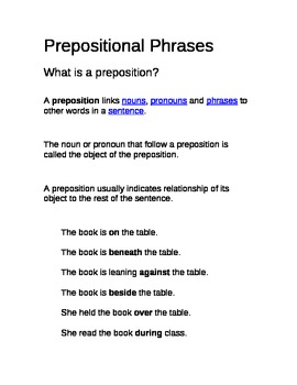 Preview of Prepositional Phrases Nomenclature Montessori