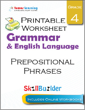 Preview of Prepositional Phrases Printable Worksheet, Grade 4