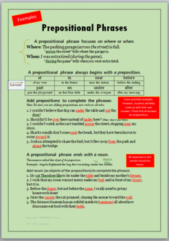 Preview of Prepositional Phrases Worksheet (w/ ANSWER KEY, Editable)