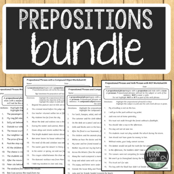 Preview of Prepositional Phrases Worksheets Bundle