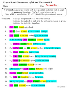 prepositional phrases worksheets