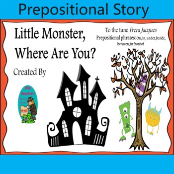 Preview of Prepositional Speech Little Halloween Monster Book