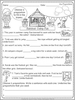 Prepositions - 1st Grade by Frogs Fairies and Lesson Plans | TpT