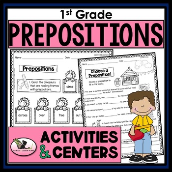 Preview of Prepositions Worksheets, Center Activities, Games, and Assessments for 1st Grade