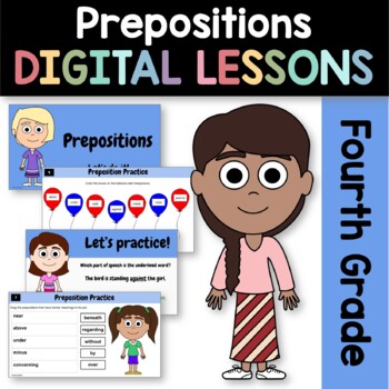 Preview of Prepositions 4th Grade Interactive Google Slides | Daily Grammar Practice