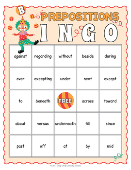 Prepositions BINGO & Memory Matching Card Game Activity