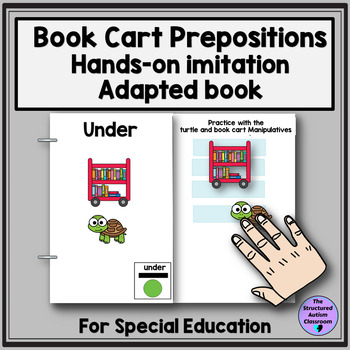 Preview of Prepositions Back to School Book Cart Imitation Adapted Book Autism Special Ed