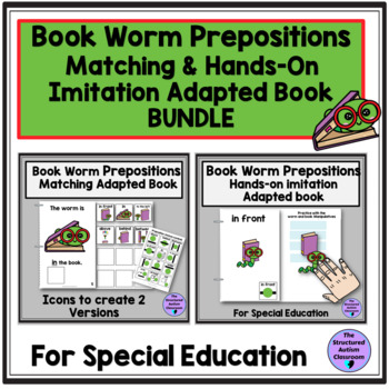 Preview of Prepositions Back to School Matching Imitation Adapted Book Bundle Special Ed
