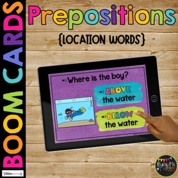 Preview of Prepositions Boom Cards™  Digital Learning Activity Location Words Kindergarten