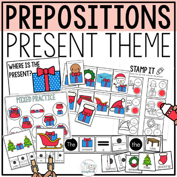 Preview of Christmas Present Themed Prepositions Activities - Spatial Concepts