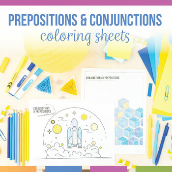 Preview of Prepositions & Conjunctions Coloring Sheet - Preposition or Conjunction Activity
