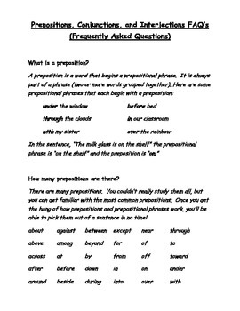 Grammar Worksheets - Prepositions, Conjunctions ...