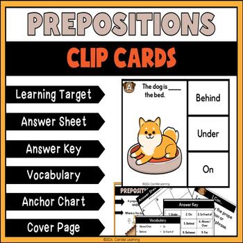 English prepositions with cute animal. Cartoon dog behind, above, near and  under dog house, bowl. Learning words kids education vector set. Comic  character with ball for learning visual material Stock-vektor