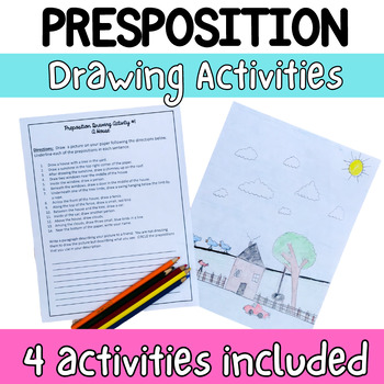 Preview of Prepositions Drawings Activities- 5th, 6th, 7th Grade Preposition Practice