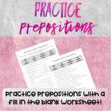 Prepositions Fill In the Blank Worksheet! Distance Learning