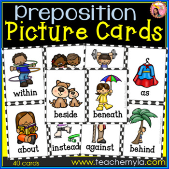 Preview of Prepositions Flash Cards - Illustrated
