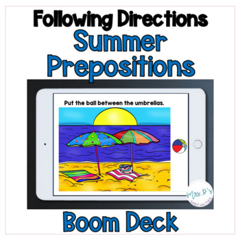 Preview of Prepositions - Following Written Directions BOOM™️ Cards: Summer  FREEBIE