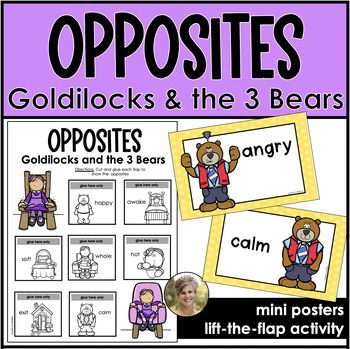 Preview of Opposites Goldilocks & The 3 Bears Teaching Antonyms Kindergarten & 1st