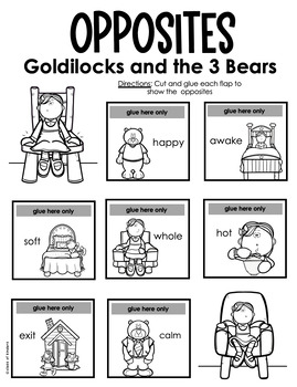 Opposites Goldilocks & The 3 Bears Teaching Antonyms Kindergarten & 1st