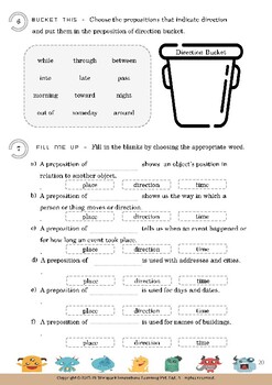 worksheets for grade 4 on prepositions